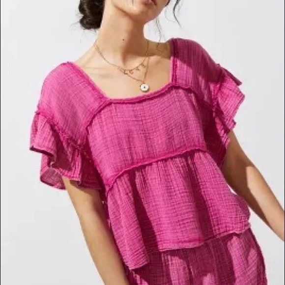 Anthropologie Daily Practice Gauzy Ruffled Top - Picture 1 of 5